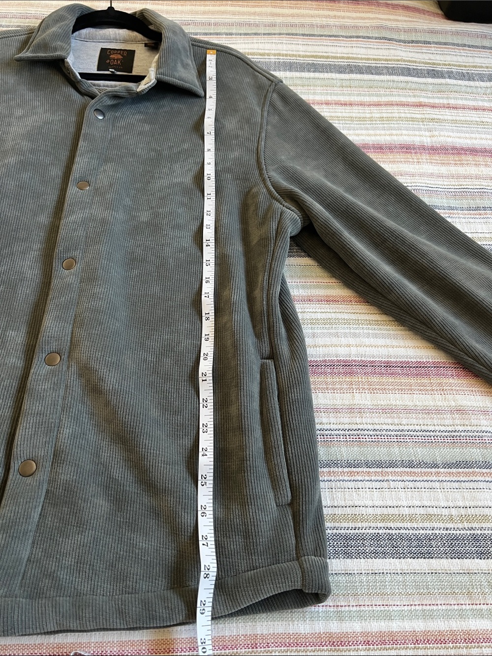Copper Oak Men's Slate Gray Corduroy Snap-Front Jacket Medium - Picture 7 of 10